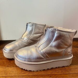 UGG Neumal Silver Platform Boots
